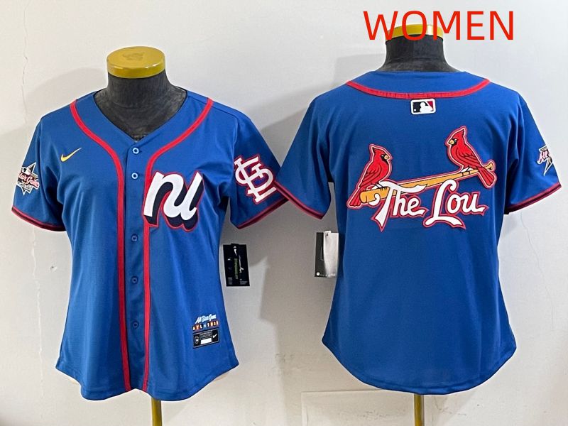 Women 2025 St.Louis Cardinals Blank Blue All star Nike MLB Jersey style 02->youth mlb jersey->Youth Jersey